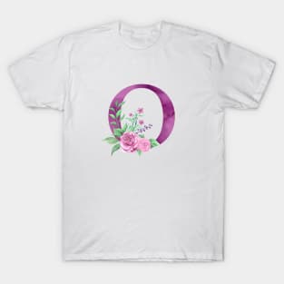 Floral Monogram O Beautiful Rose Bouquet T-Shirt